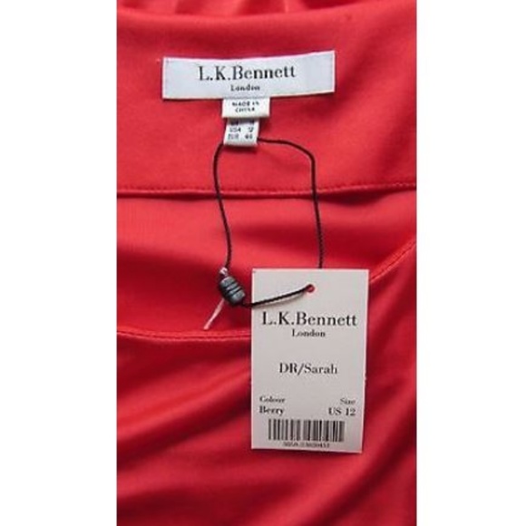 LK BENNETT Red Dress Pleated Long Sleeve - Picture 5 of 6